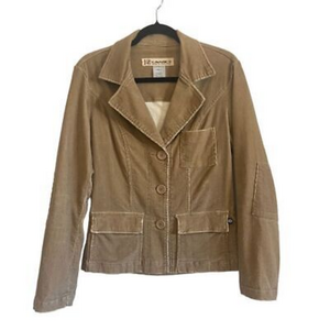 Z‎ Cavaricci Vintage Womens Corduroy Jacket Small Brown Slim Fit 90's Academia